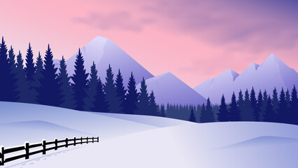 Vector illustration. Winter season. Simple snowy backgrounds.