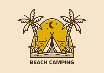 Wall Mural - vintage art illustration of beach camping badge