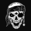 Dark Art Skull pirates captain Skeleton Vintage illustration for clothing apparel