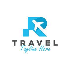 Sticker - travel agency vector illustration logo with letter R