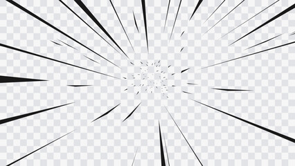 Wall Mural - abstract comic book flash explosion radial lines on transparent background. vector illustration supe