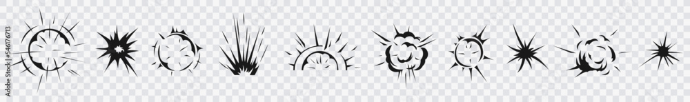 Vector de Stock Radial explosion silhouette. Exploding bursts, round ...