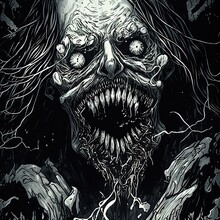 Beautifully Designed Concept Illustration Of Scary Zombie, Close-up Portrait Of A Horrible Scary Zombie Man. Horror. Halloween. Digital Art Style, Illustration Painting. In The Style Of Comics
