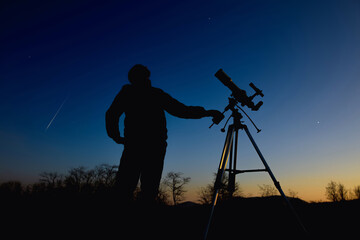 Wall Mural - astronomical telescope and equipment for observing stars, milky way, moon and planets.