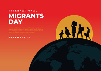 Wall Mural - International migrants day background celebrated on december 18.