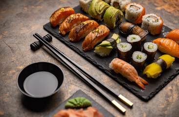 Wall Mural - Sushi set menu.