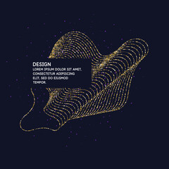 Leinwandbilder - Background with gold glitter. Poster with lines consisting of particles.