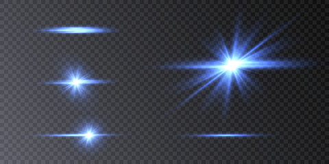 Wall Mural - Glow of bright light effects of light on a transparent background. Blurred vector collection of stars. Sun, flash and bright glow.