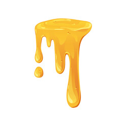 Wall Mural - amber bee honey melting, flowing down. gold liquid caramel leaking, dripping with sticky streams and