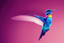 Side View Of Flying Colibri Hummingbird In Studio