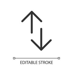 Poster - Up and down directions pixel perfect linear ui icon. Webpage control instruments. GUI, UX design. Outline isolated user interface element for app and web. Editable stroke. Arial font used