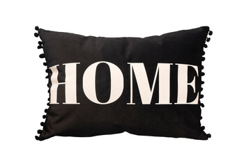 Canvas Print - Black pillow with edges pompom