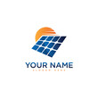 Solar energy logo with abstract sun and pannel