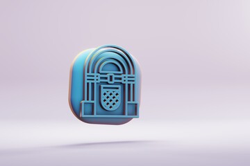 Poster - Beautiful illustration musical instrument  blue Vintage Jukebox symbol icons on a bright pink  background. 3d rendering illustration. Background pattern for design..