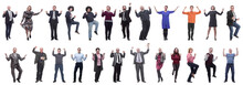 Collage Of People Joyful Energetic Full Length Isolated