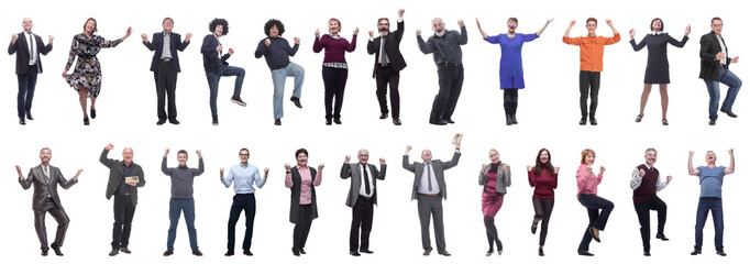 collage of people joyful energetic full length isolated