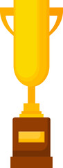 Award trophy goblet. Gold cup in flat design