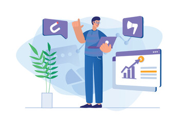 Aufkleber - Digital marketing concept with people scene in flat design.