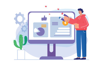 Aufkleber - Digital marketing concept with people scene in flat design.
