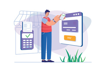 Aufkleber - Online payment concept with people scene in flat design.