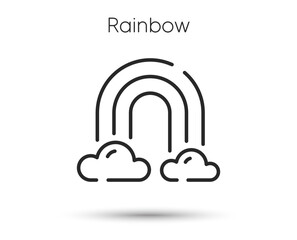 Wall Mural - Rainbow line icon. Cloud sky with iridescent light sign. After rain rainbow symbol. Illustration for web and mobile app. Line style meteorological phenomenon icon. Editable stroke sky pattern. Vector