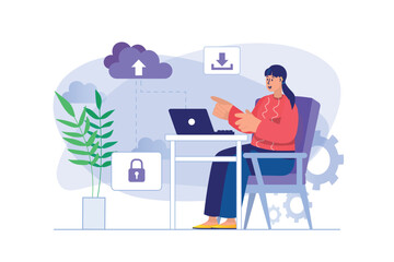 Aufkleber - Cloud computing concept with people scene in flat design.