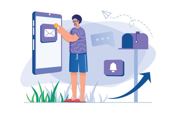 Aufkleber - Email service concept with people scene in flat design.