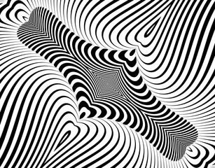 Wall Mural - Line art optical .Wave design black and white. Pattern Digital image with a psychedelic stripes. Argent base for website, print, basis for banners, wallpapers, business cards, brochure.