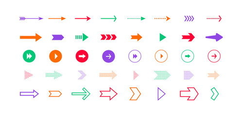 Poster - Arrows icons. Set of colored vector arrows isolated on white background. Vector illustration
