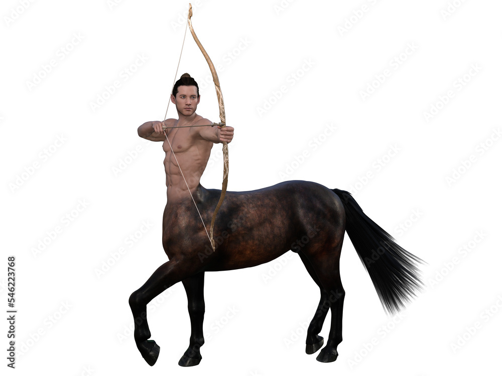 3D Rendering : A portrait of the handsome male centaur posing his body ...