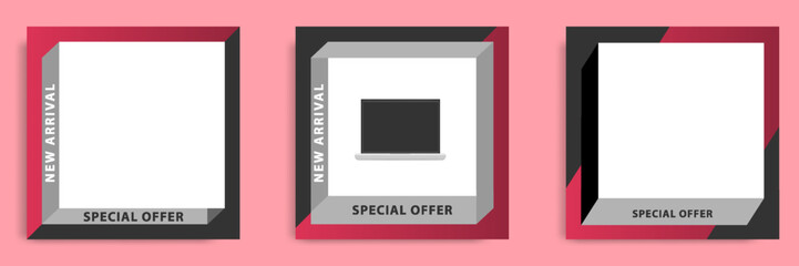 Wall Mural - Geometric square social media banner layout, product background backdrop display for e commerce sale ads app template