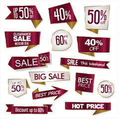 Wall Mural - Collection of golden premium retro promo seals stickers  