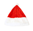Santa red hat isolated on white background. Red and white Santa cap on white.