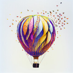 Wall Mural - hot air balloon made out of butterflies