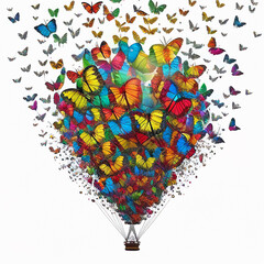 Wall Mural - hot air balloon made out of butterflies