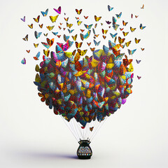 Poster - hot air balloon made out of butterflies