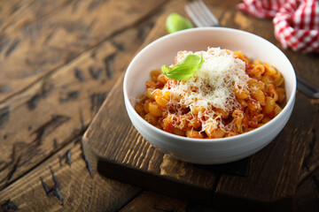 Canvas Print - Pasta with tomato sauce and cheese