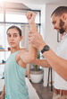 © Beaunitta V W/peopleimages.com - Physiotherapy, stretching and woman with a physiotherapist for rehabilitation, healthcare and muscle performance. Physical therapy, training and patient with a man for a consultation on health