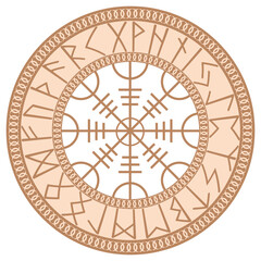  The Runed Helm of Terror, an ancient Slavic symbol embellished with Scandinavian designs. Beige fashion design