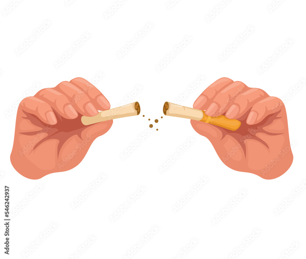 breaking a cigarette Man Hands Quitting Smoking Stock Photo 2761934381 Person breaking a cigarette vector