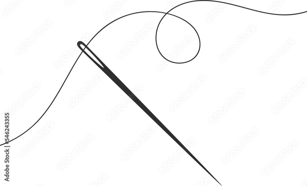 Needle and thread silhouette icon vector illustration. Tailor logo with ...