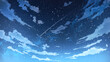 流れ星　星空と雲　夜空　天体観測　天体ショー　美しい背景装飾イラスト