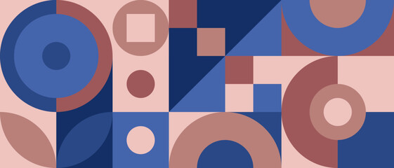 Wall Mural - trendy vector abstract geometric background with circles in retro scandinavian style, seamless cover