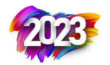 White Paper 2023 Sign On Colorful Gradient Brush Strokes Background.