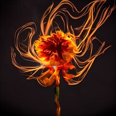 Wall Mural - fire sculpture of a flower