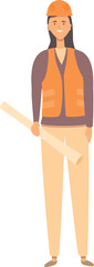 Poster - Female engineer icon cartoon vector. Woman worker. People builder