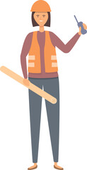 Poster - Walkie talkie engineer icon cartoon vector. Woman worker. Business work