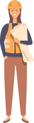Poster - Big business plan icon cartoon vector. Woman engineer. Team work