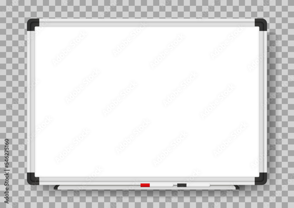 Empty white marker board on transparent background. Realistic office ...