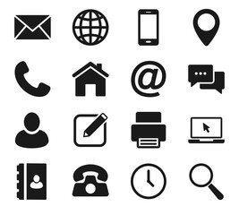 Wall Mural - contact and web icons set. communication icon symbol